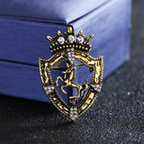 Maxbell Fancy Queen Crown Brooch Crystal Unicorn Racing Badge Brooch Antique Brass - Aladdin Shoppers