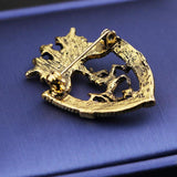Maxbell Fancy Queen Crown Brooch Crystal Unicorn Racing Badge Brooch Antique Brass - Aladdin Shoppers