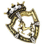 Maxbell Fancy Queen Crown Brooch Crystal Unicorn Racing Badge Brooch Antique Brass - Aladdin Shoppers