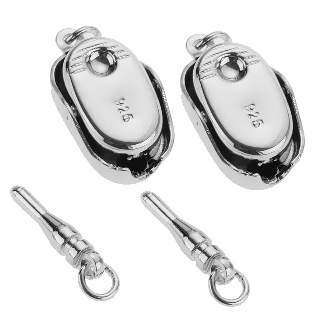 Maxbell 2pcs 925 Sterling Silver Connector Buckle Clasp for DIY Jewelry Makings