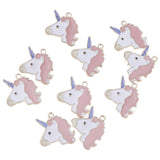 Enamel Unicorn Charm Pendants For Jewelry Making Necklace Bracelet DIY Craft Pink