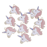 Enamel Unicorn Charm Pendants For Jewelry Making Necklace Bracelet DIY Craft Pink