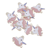 Enamel Unicorn Charm Pendants For Jewelry Making Necklace Bracelet DIY Craft Pink