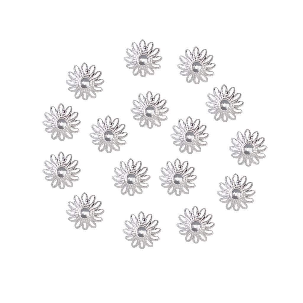 Maxbell Maxbell 100 pcs 16mm Hollow Flower Bead Caps for Jewelry Making  Silver