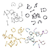 Maxbell 32 Pieces 16g Stainless Steel Assorted Eyebrow Ear Lip Navel Ring  Piercing