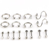 Maxbell 32 Pieces 16g Stainless Steel Assorted Eyebrow Ear Lip Navel Ring  Piercing