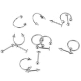 Maxbell 32 Pieces 16g Stainless Steel Assorted Eyebrow Ear Lip Navel Ring  Piercing
