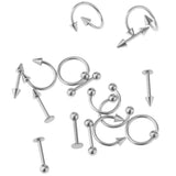 Maxbell 32 Pieces 16g Stainless Steel Assorted Eyebrow Ear Lip Navel Ring  Piercing