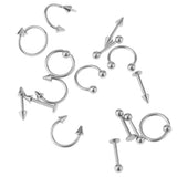 Maxbell 32 Pieces 16g Stainless Steel Assorted Eyebrow Ear Lip Navel Ring  Piercing