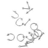 Maxbell 32 Pieces 16g Stainless Steel Assorted Eyebrow Ear Lip Navel Ring  Piercing