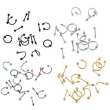 Maxbell 32 Pieces 16g Stainless Steel Assorted Eyebrow Ear Lip Navel Ring  Piercing
