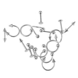 Maxbell 32 Pieces 16g Stainless Steel Assorted Eyebrow Ear Lip Navel Ring  Piercing