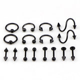 Maxbell 32 Pieces 16g Stainless Steel Assorted Eyebrow Ear Lip Navel Ring  Piercing