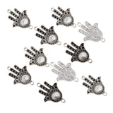 Maxbell 10 Pcs Tibetan Silver Hand Shape Charms Jewelry DIY Making Connector Alloy