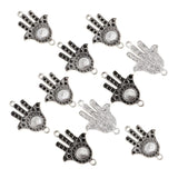Maxbell 10 Pcs Tibetan Silver Hand Shape Charms Jewelry DIY Making Connector Alloy