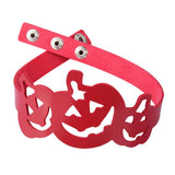 Maxbell Gothic PU Leather Halloween Pumpkin Lantern Choker Collar Necklace Red
