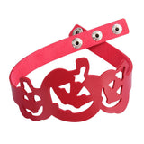 Maxbell Gothic PU Leather Halloween Pumpkin Lantern Choker Collar Necklace Red