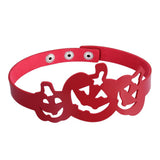 Maxbell Gothic PU Leather Halloween Pumpkin Lantern Choker Collar Necklace Red