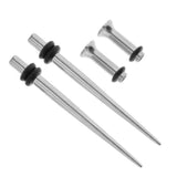 Maxbell 4 Pieces Ear Gauges Stretching Kit Stainless Steel Flare Plug Tapper 2.4mm - Aladdin Shoppers