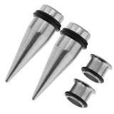 Maxbell 4 Pieces Ear Gauges Stretching Kit Stainless Steel Flare Plug Tapper 10mm - Aladdin Shoppers