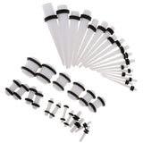 Maxbell 36pcs Ear Gauges Stretching Kit Acrylic Plug 14G-00G Expander White - Aladdin Shoppers