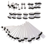 Maxbell 36pcs Ear Gauges Stretching Kit Acrylic Plug 14G-00G Expander White - Aladdin Shoppers