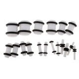Maxbell 36pcs Ear Gauges Stretching Kit Acrylic Plug 14G-00G Expander White - Aladdin Shoppers