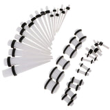 Maxbell 36pcs Ear Gauges Stretching Kit Acrylic Plug 14G-00G Expander White - Aladdin Shoppers