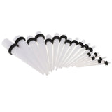 Maxbell 36pcs Ear Gauges Stretching Kit Acrylic Plug 14G-00G Expander White - Aladdin Shoppers
