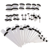 Maxbell 36pcs Ear Gauges Stretching Kit Acrylic Plug 14G-00G Expander White - Aladdin Shoppers