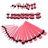 Maxbell 36pcs Ear Gauges Stretching Kit Acrylic Plug 14G-00G Expander Pink