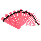 Maxbell 36pcs Ear Gauges Stretching Kit Acrylic Plug 14G-00G Expander Pink