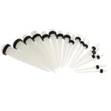 Maxbell 36pcs Ear Gauges Stretching Kit Acrylic Plug 14G-00G Expander Luminous White - Aladdin Shoppers