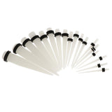 Maxbell 36pcs Ear Gauges Stretching Kit Acrylic Plug 14G-00G Expander Luminous White - Aladdin Shoppers