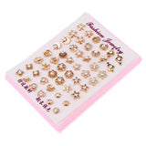 Maxbell 24 Pairs Assorted Crystal Flower Heart Star Mixed Earring Sets Wholesale
