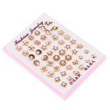 Maxbell 24 Pairs Assorted Crystal Flower Heart Star Mixed Earring Sets Wholesale