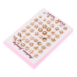 Maxbell 24 Pairs Assorted Crystal Flower Heart Star Mixed Earring Sets Wholesale
