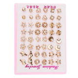 Maxbell 24 Pairs Assorted Crystal Flower Heart Star Mixed Earring Sets Wholesale