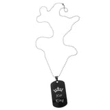 Maxbell 2pcs Her King & His Queen Dog Tag Pendant Couple Necklace Lovers Beads Chain