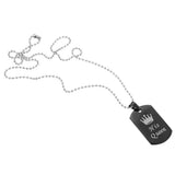 Maxbell King and Queen Dog Tag Pendant Couple Necklace Lovers Beads Chain Women