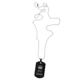 Maxbell King and Queen Dog Tag Pendant Couple Necklace Lovers Beads Chain Women