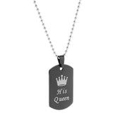 Maxbell King and Queen Dog Tag Pendant Couple Necklace Lovers Beads Chain Women