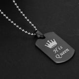 Maxbell King and Queen Dog Tag Pendant Couple Necklace Lovers Beads Chain Women