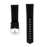 Maxbell Black Silicone Rubber Sport Replacement Watch Band Strap 20mm Silver
