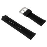 Maxbell Black Silicone Rubber Sport Replacement Watch Band Strap 24mm Silver - Aladdin Shoppers