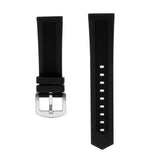 Maxbell Black Silicone Rubber Sport Replacement Watch Band Strap 24mm Silver - Aladdin Shoppers