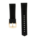 Maxbell Black Silicone Rubber Sport Replacement Watch Band Strap 24mm Gold - Aladdin Shoppers