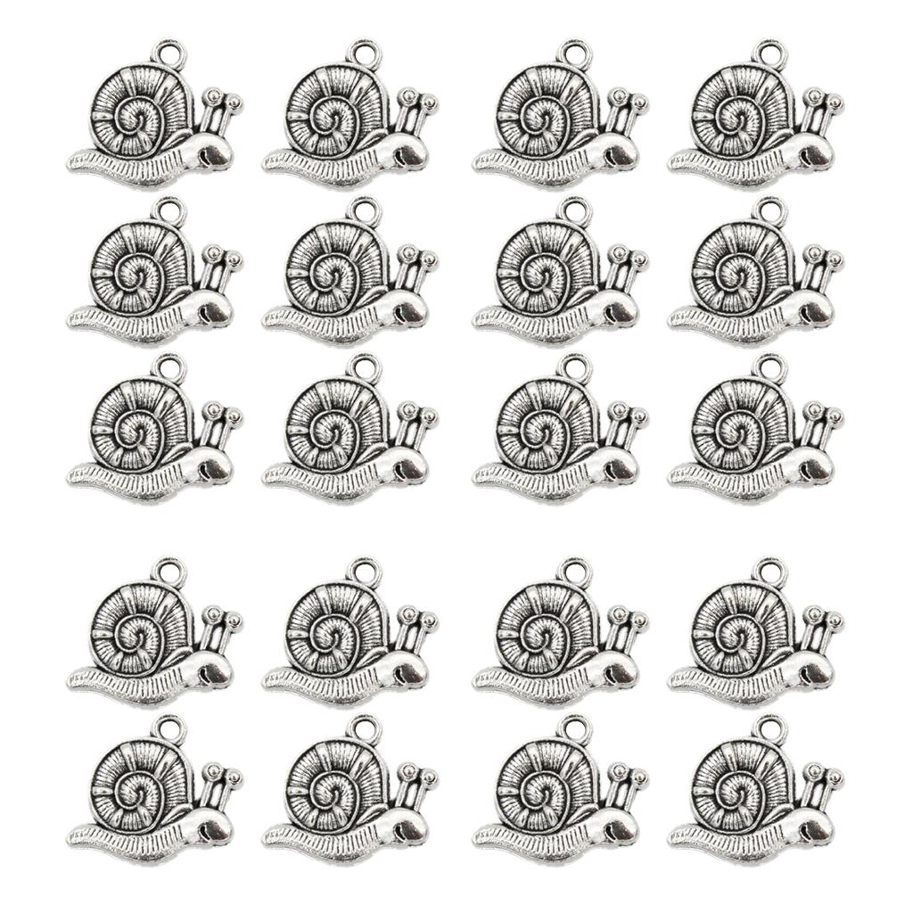 Maxbell 20 Pieces Bulk Silver Animal Snail Pendant Finding Bead Finding Crafts