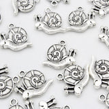 Maxbell 20 Pieces Bulk Silver Animal Snail Pendant Finding Bead Finding Crafts