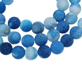 Maxbell 1 Strand 8mm Round Weathering Frosted Stone Loose Beads DIY Crafts Blue
